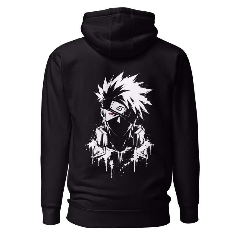 Kakashi Ink Silhouette Hoodie, Black, back print, back