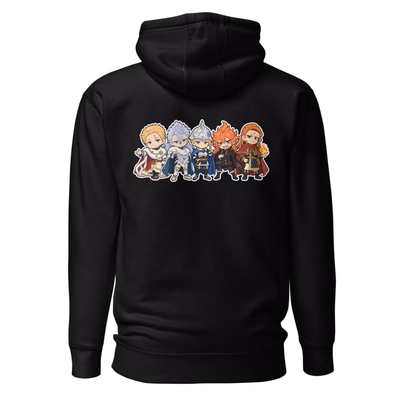 Magic Knight Captains Chibi Hoodie, Black, back print, back