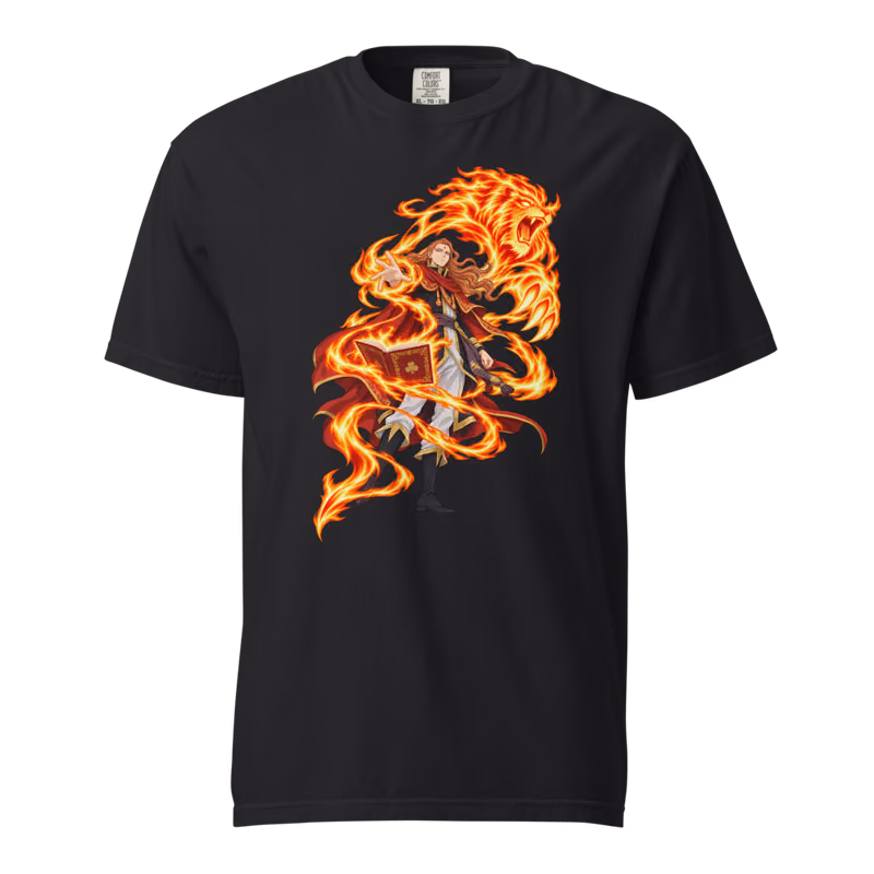 Fuegoleon Vermillion Fire Magic Boxed Eyes Tee, Black, front print, front