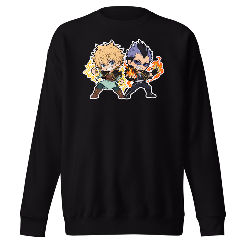 Luck and Magna Chibi Sweatshirt, Black, front print, front