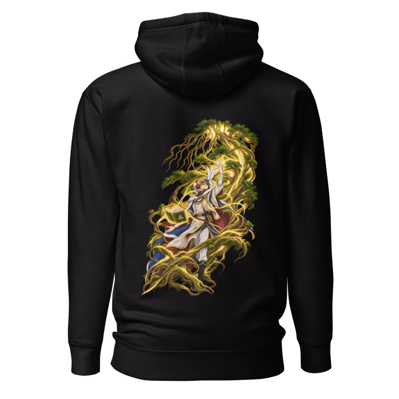 William Vangeance World Tree Magic Boxed Eyes Hoodie, Black, boxed eyes + back · left chest, back