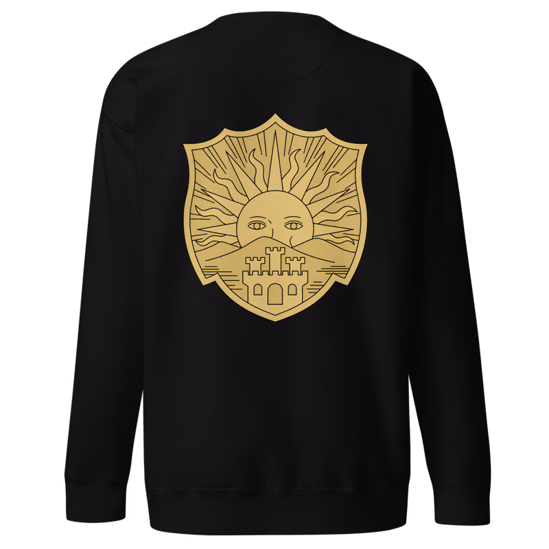 Golden Dawn Emblem Sweatshirt, Black, emblem + large back · left chest, back