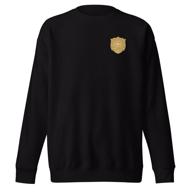 Golden Dawn Emblem Sweatshirt, Black, emblem + large back · left chest, front