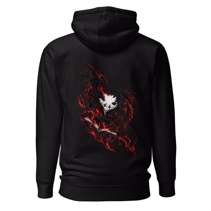 Liebe Devil Hoodie, Black, emblem + back · left chest, back