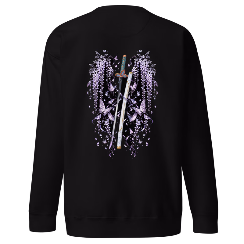 Shinobu Kocho Insect Hashira Sword Sweatshirt, Black, back print, back