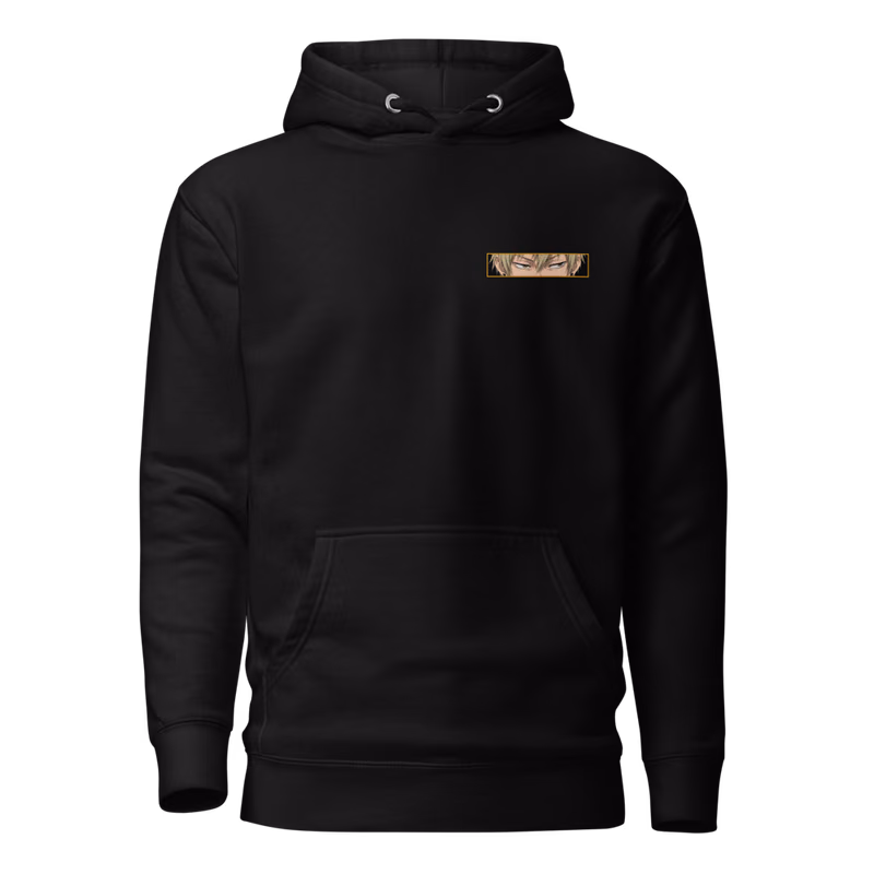 Naoya Zenin Projection Sorcery Boxed Eyes Hoodie, Black, boxed eyes + back · left chest, front