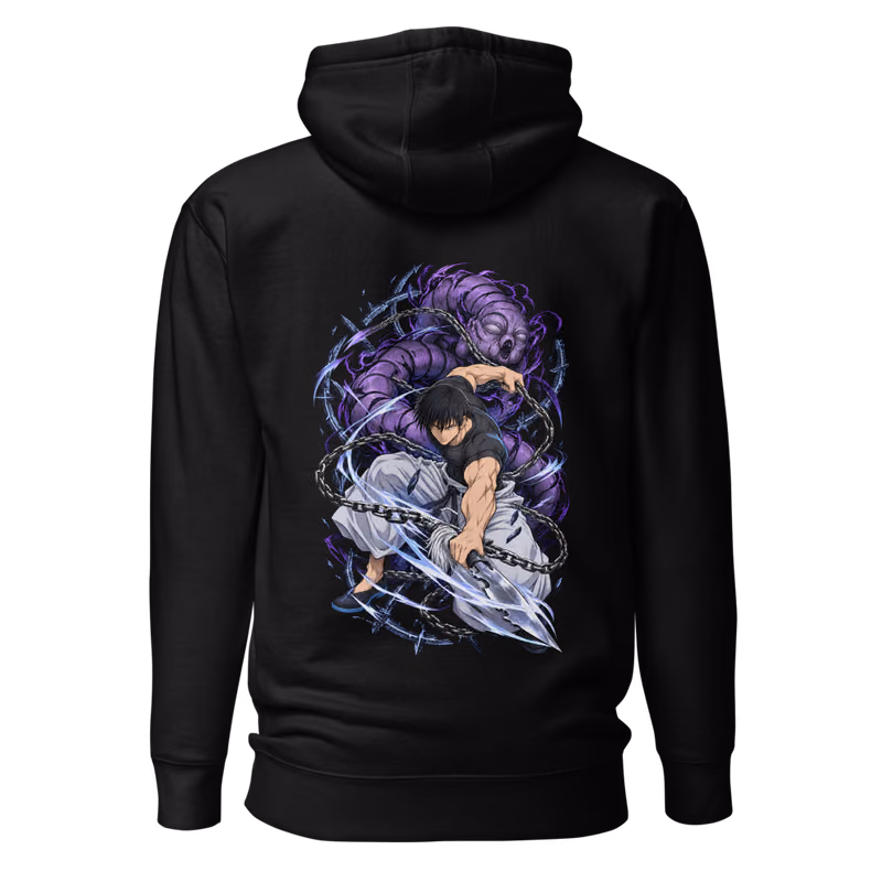 Toji Fushiguro Heavenly Restriction Boxed Eyes Hoodie, Black, boxed eyes + back · left chest, back