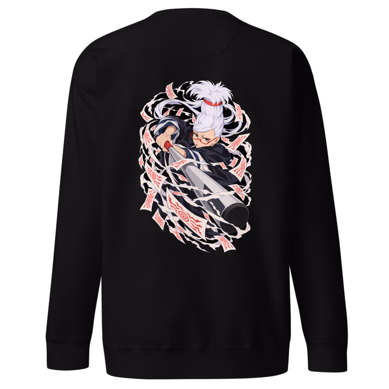 Seiko Ayase Nessie Boxed Eyes Sweatshirt, Black, boxed eyes + back · left chest, back