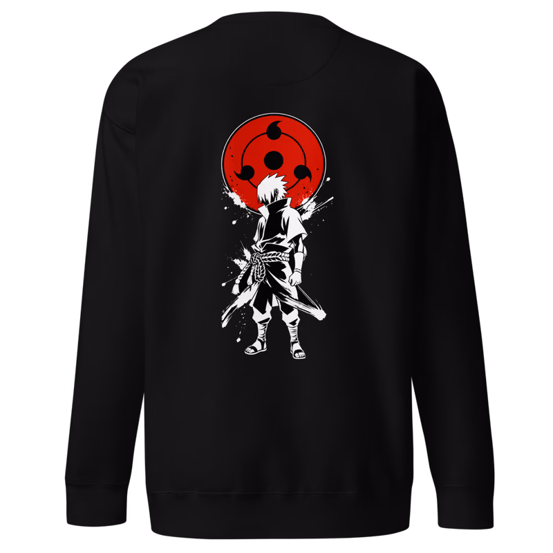Sasuke Sharingan Silhouette Sweatshirt, Black, back print, back