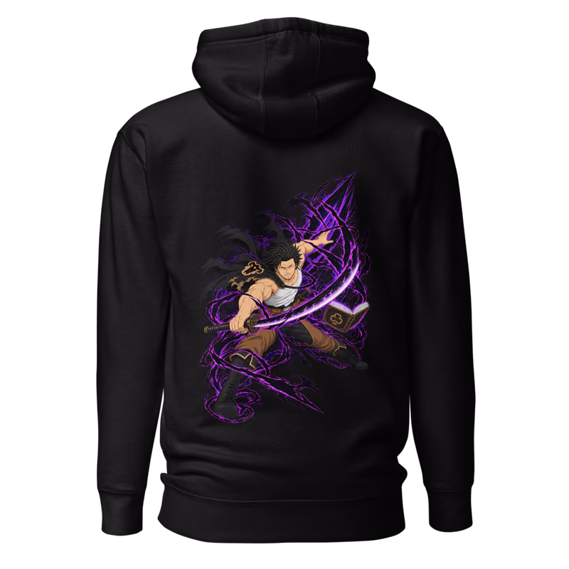 Yami Sukehiro Dark Magic Boxed Eyes Hoodie, Black, boxed eyes + back · left chest, back