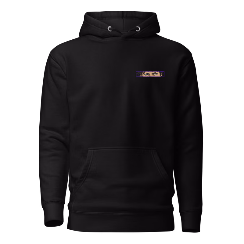 Yami Sukehiro Dark Magic Boxed Eyes Hoodie, Black, boxed eyes + back · left chest, front