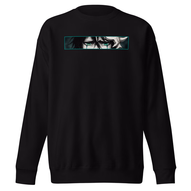 Ulquiorra Cifer Espada Cuarto Sweatshirt, Black, face front + resurreccion back, front