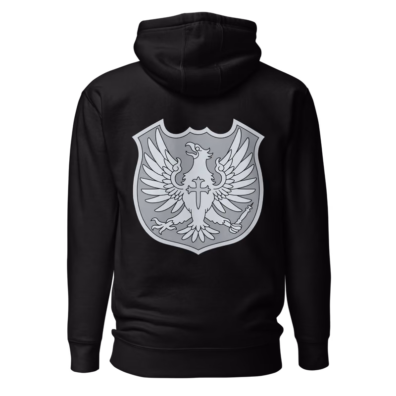 Silver Eagles Emblem Hoodie, Black, emblem + large back · left chest, back
