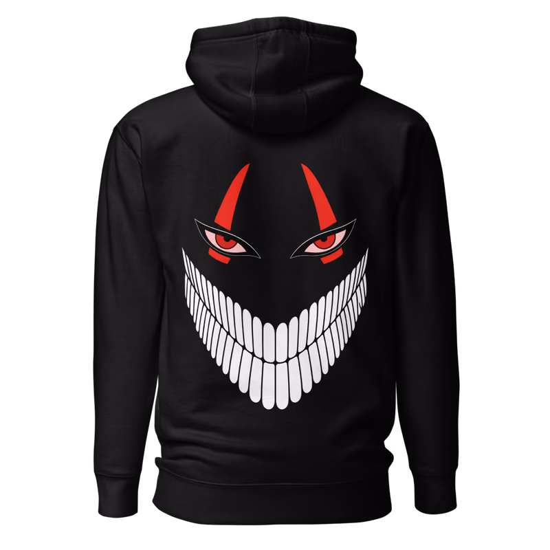Okarun Turbo Granny Grin Hoodie, Black, back print, back