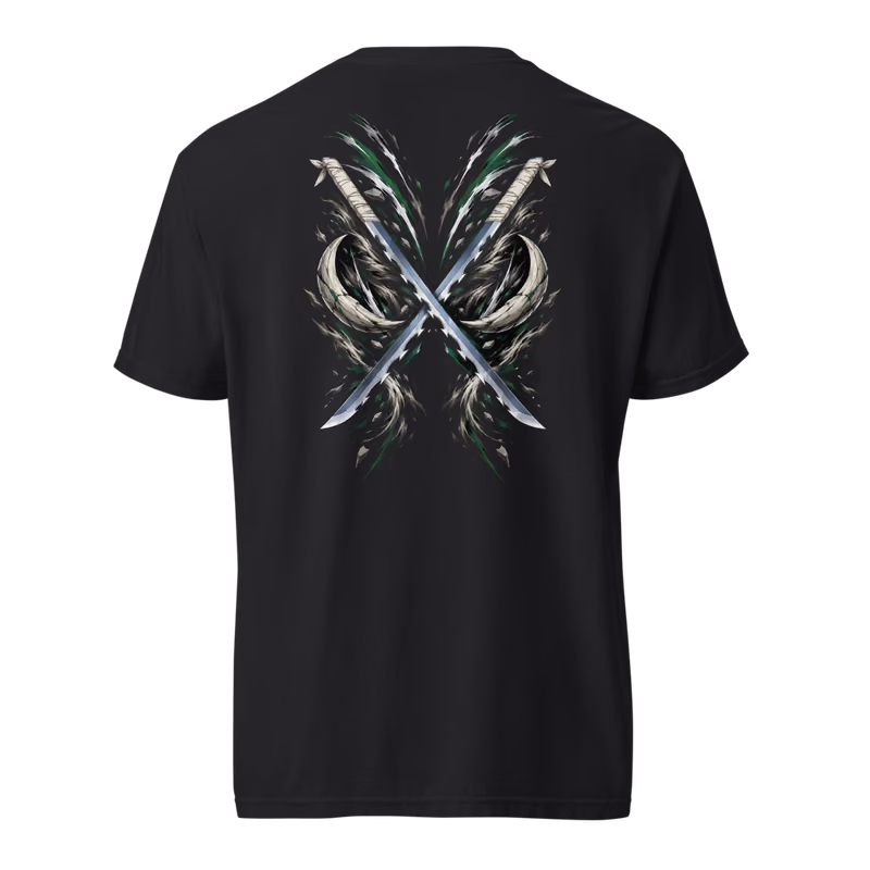 Inosuke Hashibira Beast Breathing Swords Tee, Black, back print, back