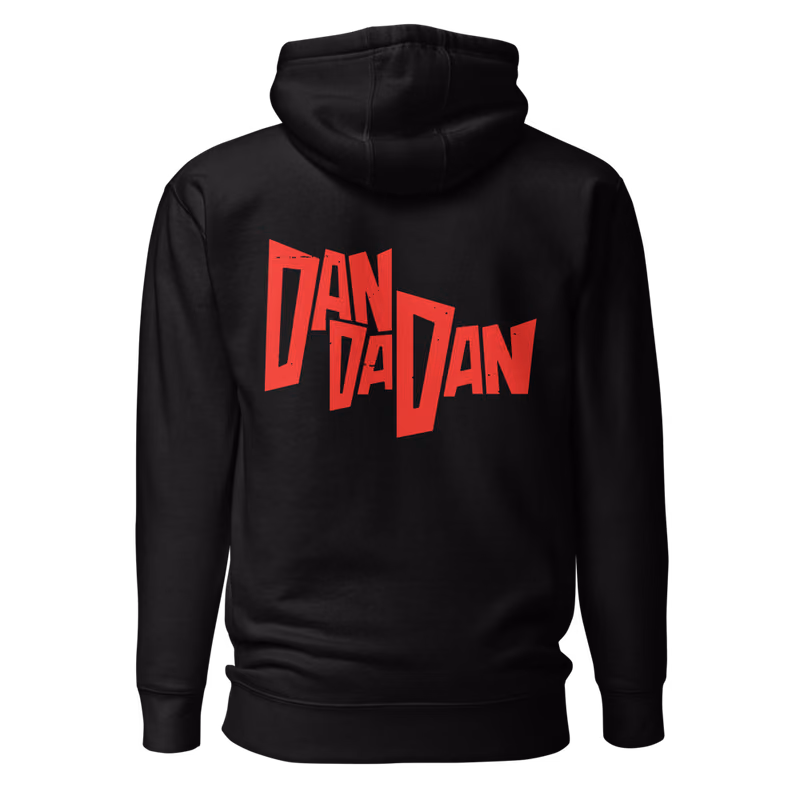 Dandadan Logo Large Hoodie, Black, back print, back
