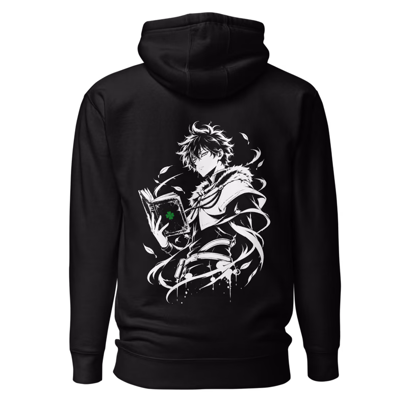 Yuno Silhouette Hoodie, Black, back print, back