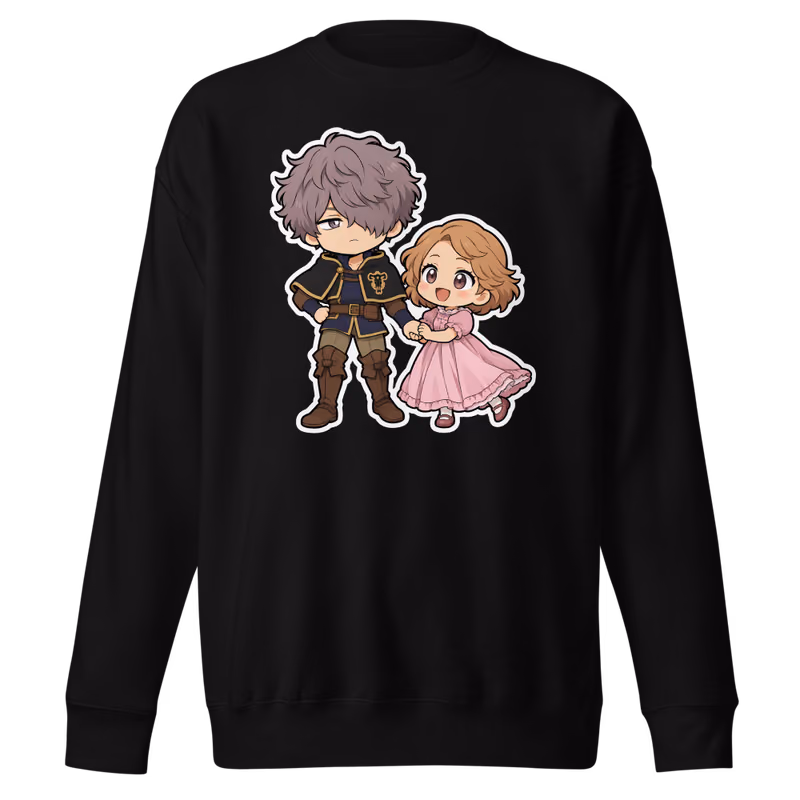 Gauche and Marie Chibi Sweatshirt, Black, front print, front