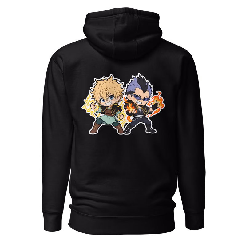 Luck and Magna Chibi Hoodie, Black, back print, back