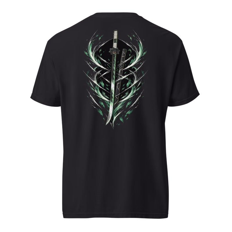 Sanemi Shinazugawa Wind Hashira Sword Tee, Black, back print, back