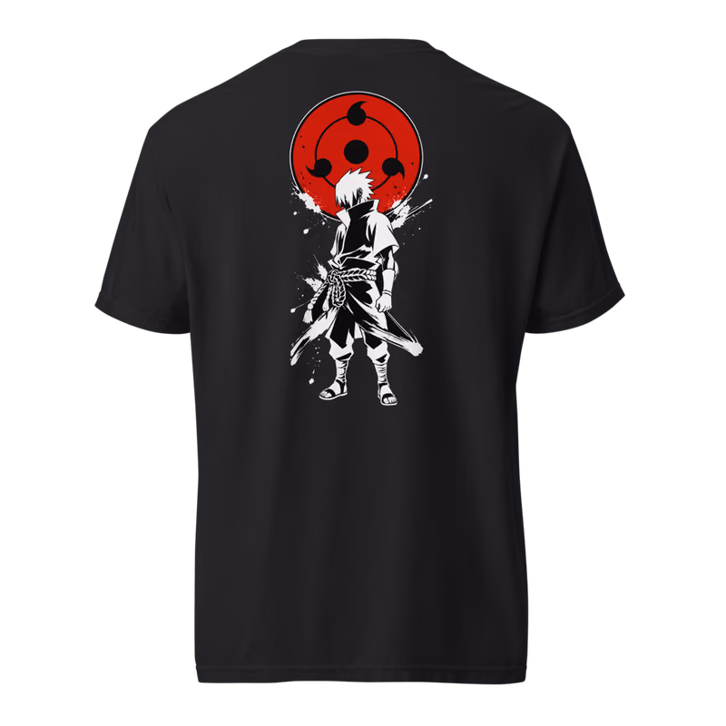 Sasuke Sharingan Silhouette Tee, Black, back print, back