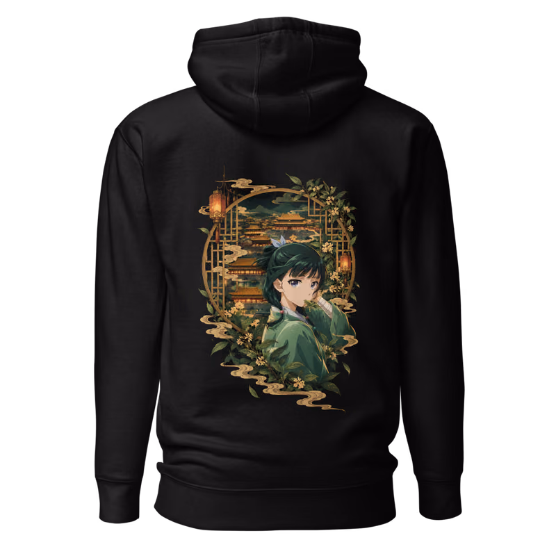 Maomao Poison Taster Hoodie, Black, back print, back