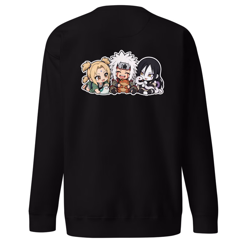 Baby Sannin Chibi Sweatshirt, Black, back print, back