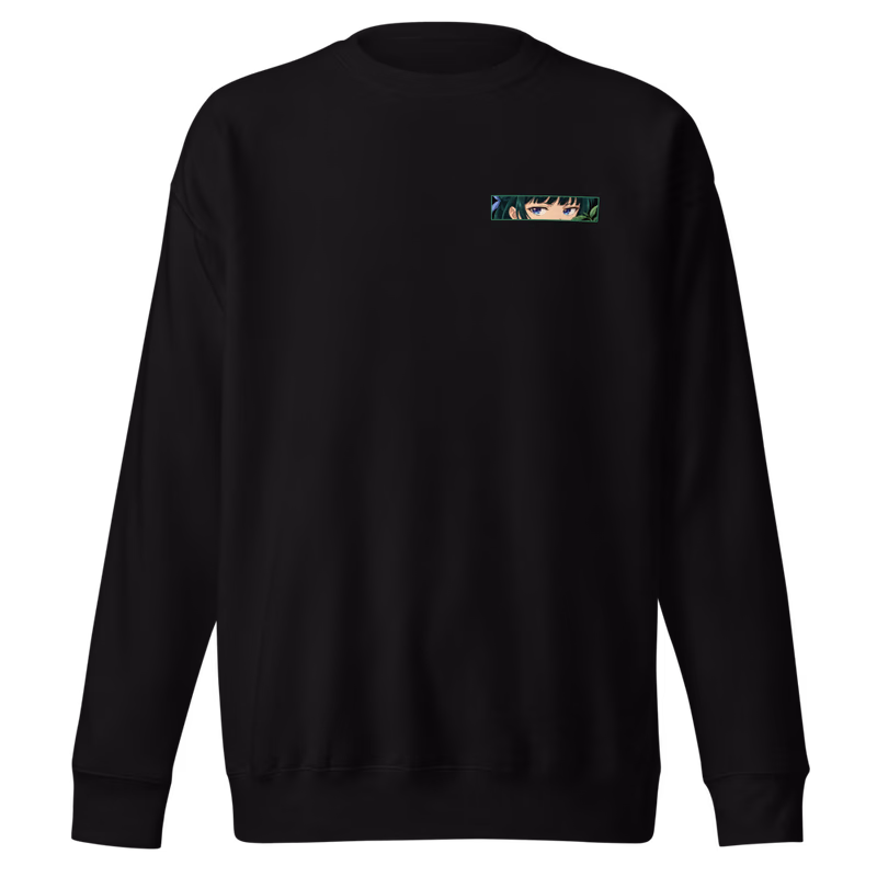 Maomao Eyes Sweatshirt, Black, eyes front · left chest, front