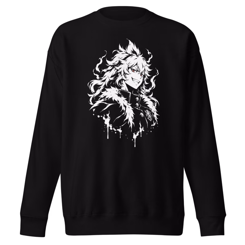 Mereoleona Vermillion Silhouette Sweatshirt, Black, front print, front