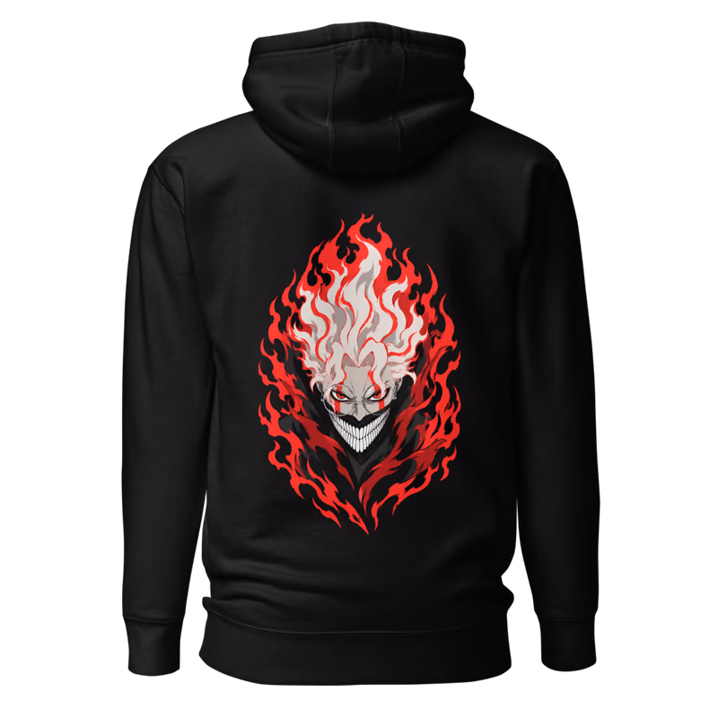 Okarun Turbo Form Boxed Eyes Hoodie, Black, boxed eyes + back · left chest, back