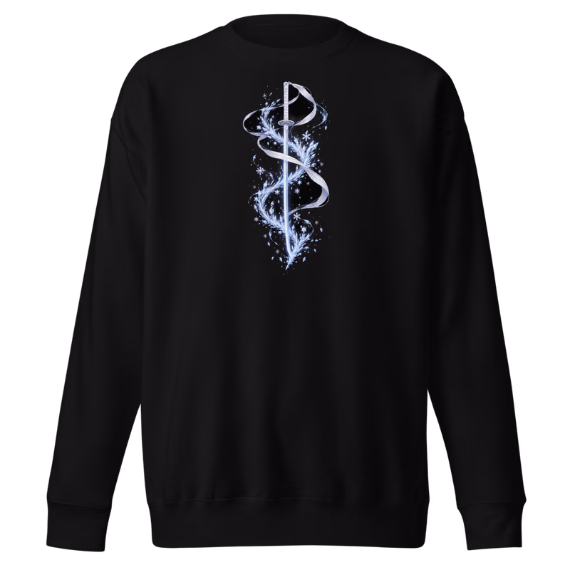 Sode no Shirayuki Zanpakuto Sweatshirt, Black, shikai front + bankai back, front