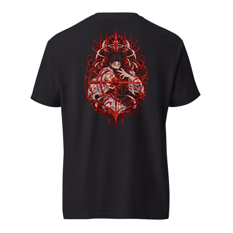 Choso Piercing Blood Boxed Eyes Tee, Black, boxed eyes + back · left chest, back