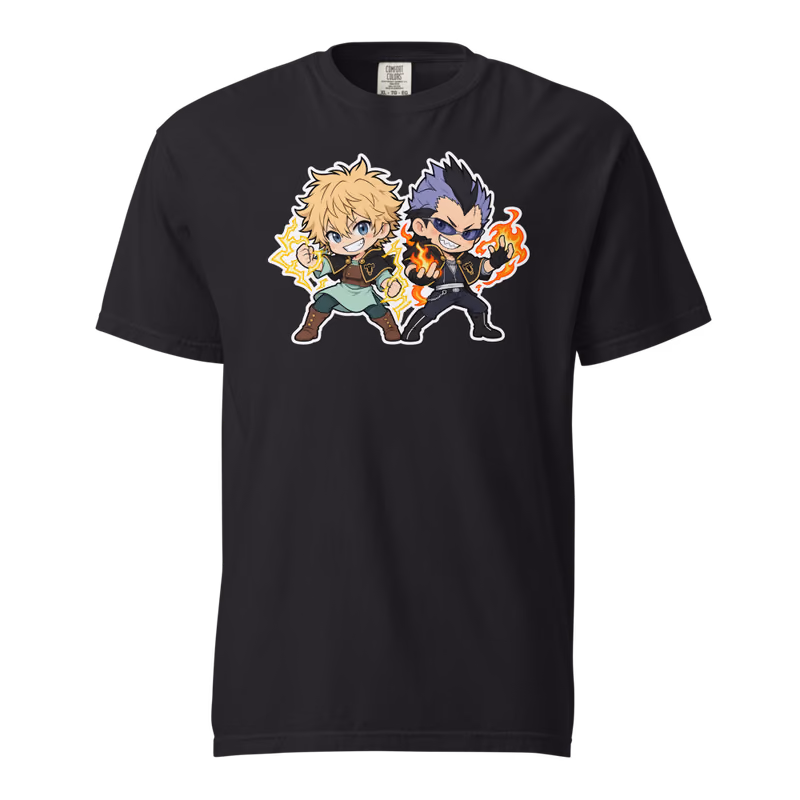 Luck and Magna Chibi Tee, Black, front print, front