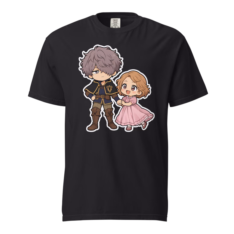 Gauche and Marie Chibi Tee, Black, front print, front