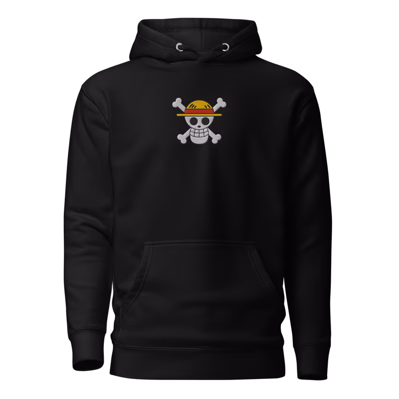 One Piece Embroidered Jolly Roger Hoodie