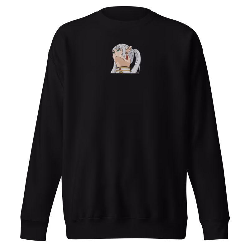 Frieren Smug Meme Face Embroidered Sweatshirt
