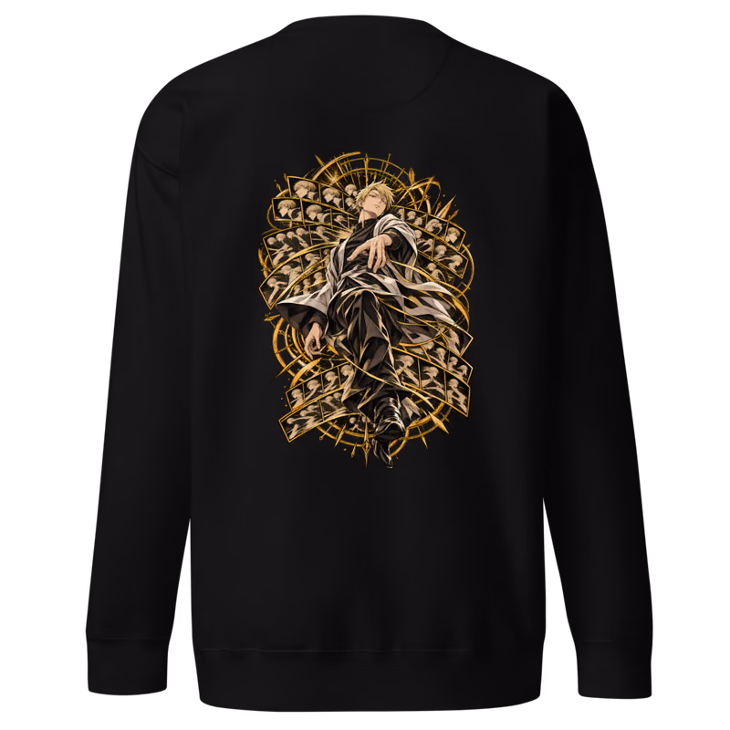 Naoya Zenin Projection Sorcery Boxed Eyes Sweatshirt, Black, boxed eyes + back · left chest, back
