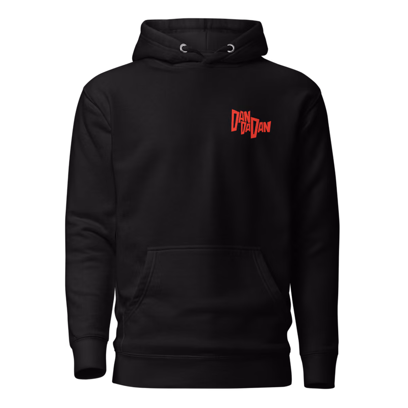 Dandadan Logo Chest Hoodie, Black, printed chest · left chest, front
