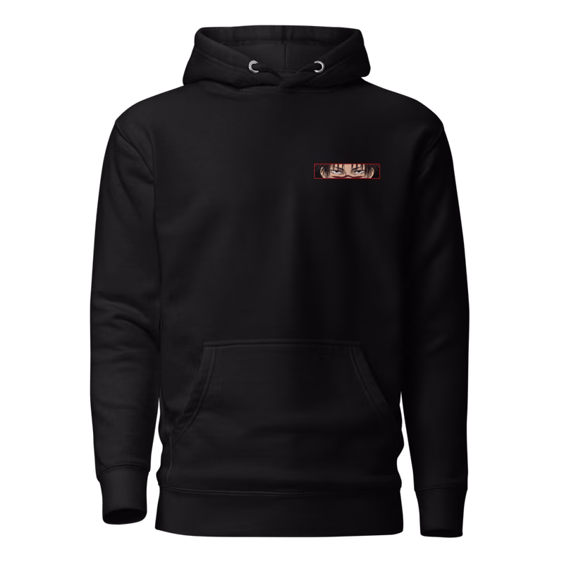 Choso Piercing Blood Boxed Eyes Hoodie, Black, boxed eyes + back · left chest, front