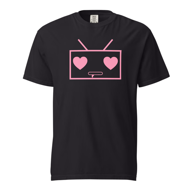RoRobot Lovebyte tee, Black, Pink design, front print, front