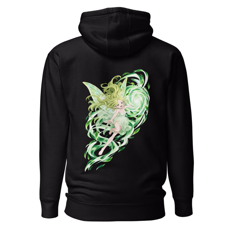 Sylph Wind Spirit Hoodie, Black, emblem + back · left chest, back
