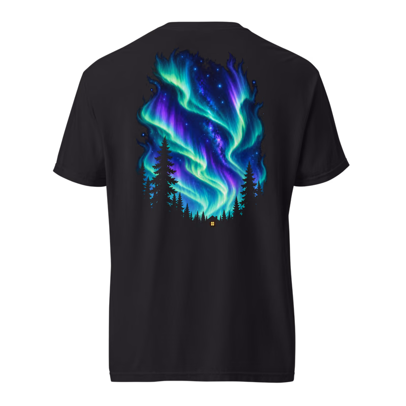 Aurora Pines Tee, Black, back print, back