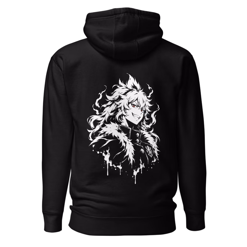Mereoleona Vermillion Silhouette Hoodie, Black, back print, back