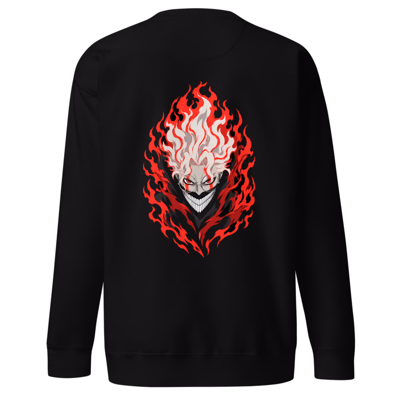 Okarun Turbo Form Boxed Eyes Sweatshirt, Black, boxed eyes + back · left chest, back