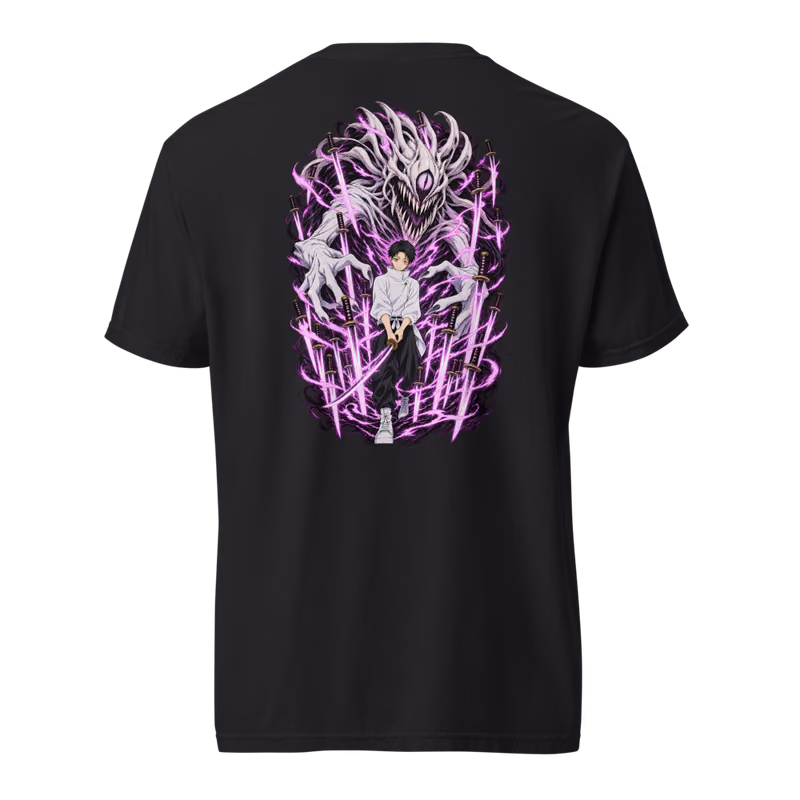 Yuta Okkotsu Authentic Mutual Love Boxed Eyes Tee, Black, boxed eyes + back · left chest, back