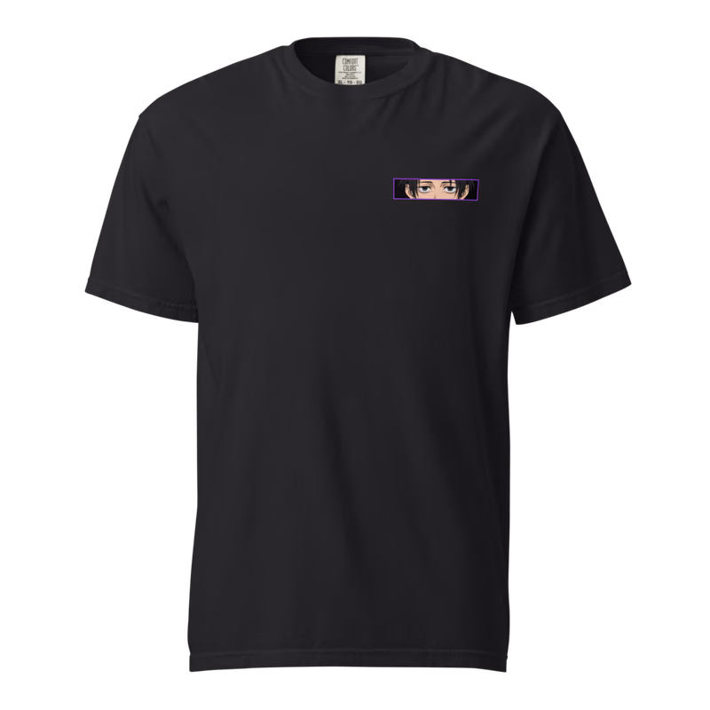Yuta Okkotsu Authentic Mutual Love Boxed Eyes Tee, Black, boxed eyes + back · left chest, front