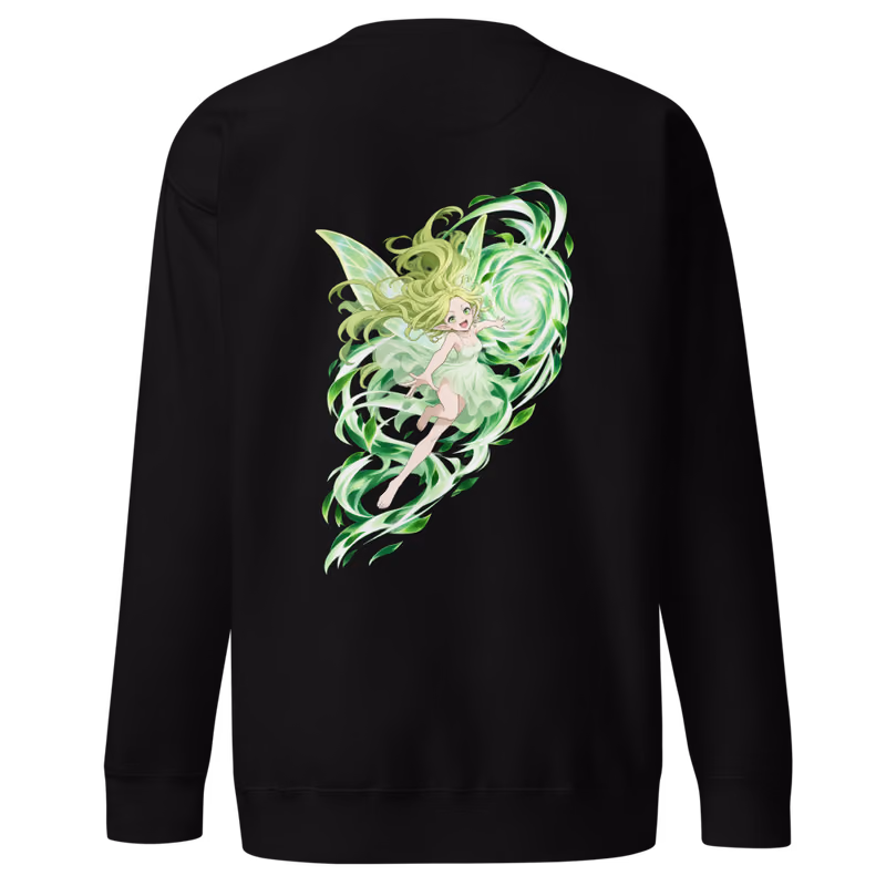 Sylph Wind Spirit Sweatshirt, Black, emblem + back · left chest, back