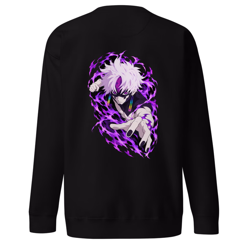 Evil Eye Curse Boxed Eyes Sweatshirt, Black, boxed eyes + back · left chest, back