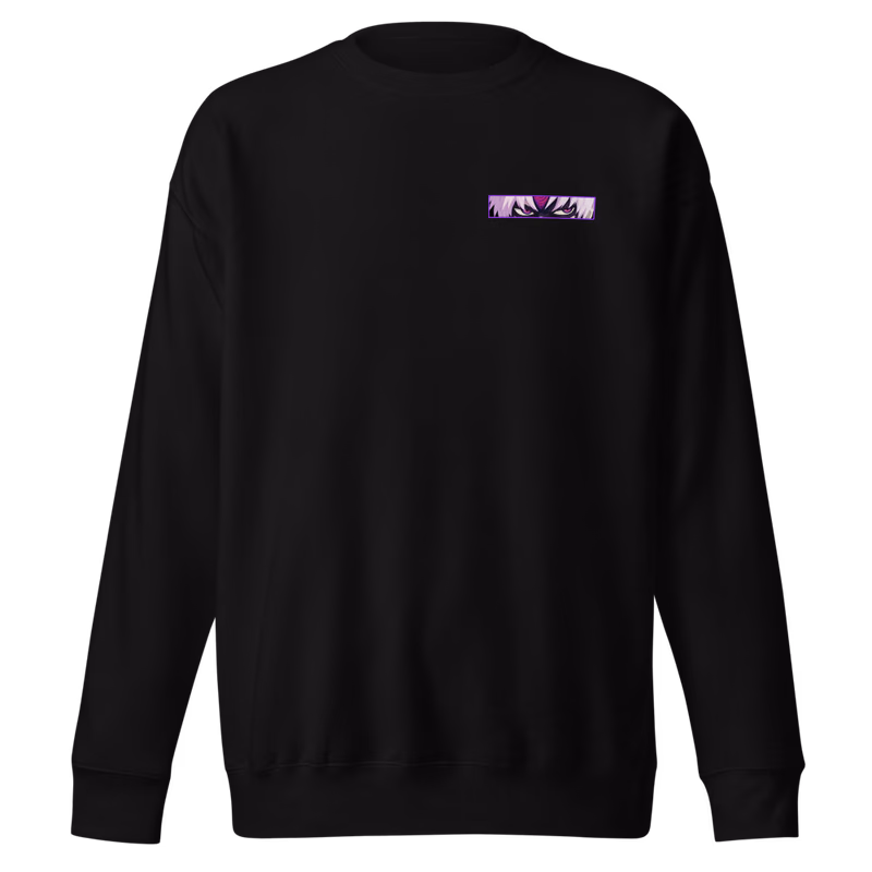 Evil Eye Curse Boxed Eyes Sweatshirt, Black, boxed eyes + back · left chest, front