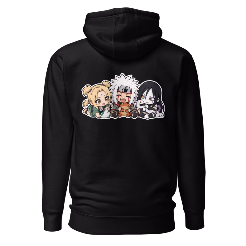 Baby Sannin Chibi Hoodie, Black, back print, back